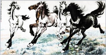  caballos Pintura - Xu Beihong corriendo caballos 1 chino antiguo